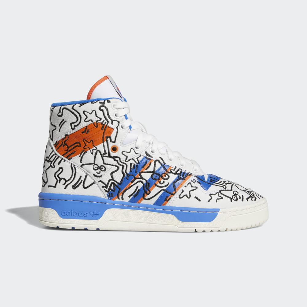 Originals Adidas Rivalry Inalti Keith Haring Barbati Romania - Albi/Albastri/Portocalii EE9296